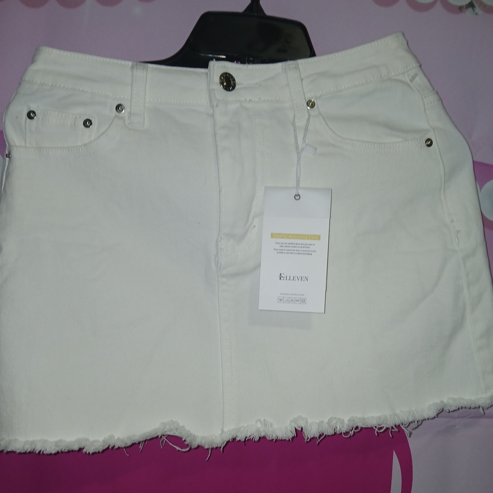White Frayed Hem Skirt